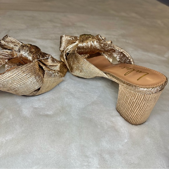 Lulus Bow Rose Gold Metallic Chunky Heel Size 8 - Picture 6 of 10